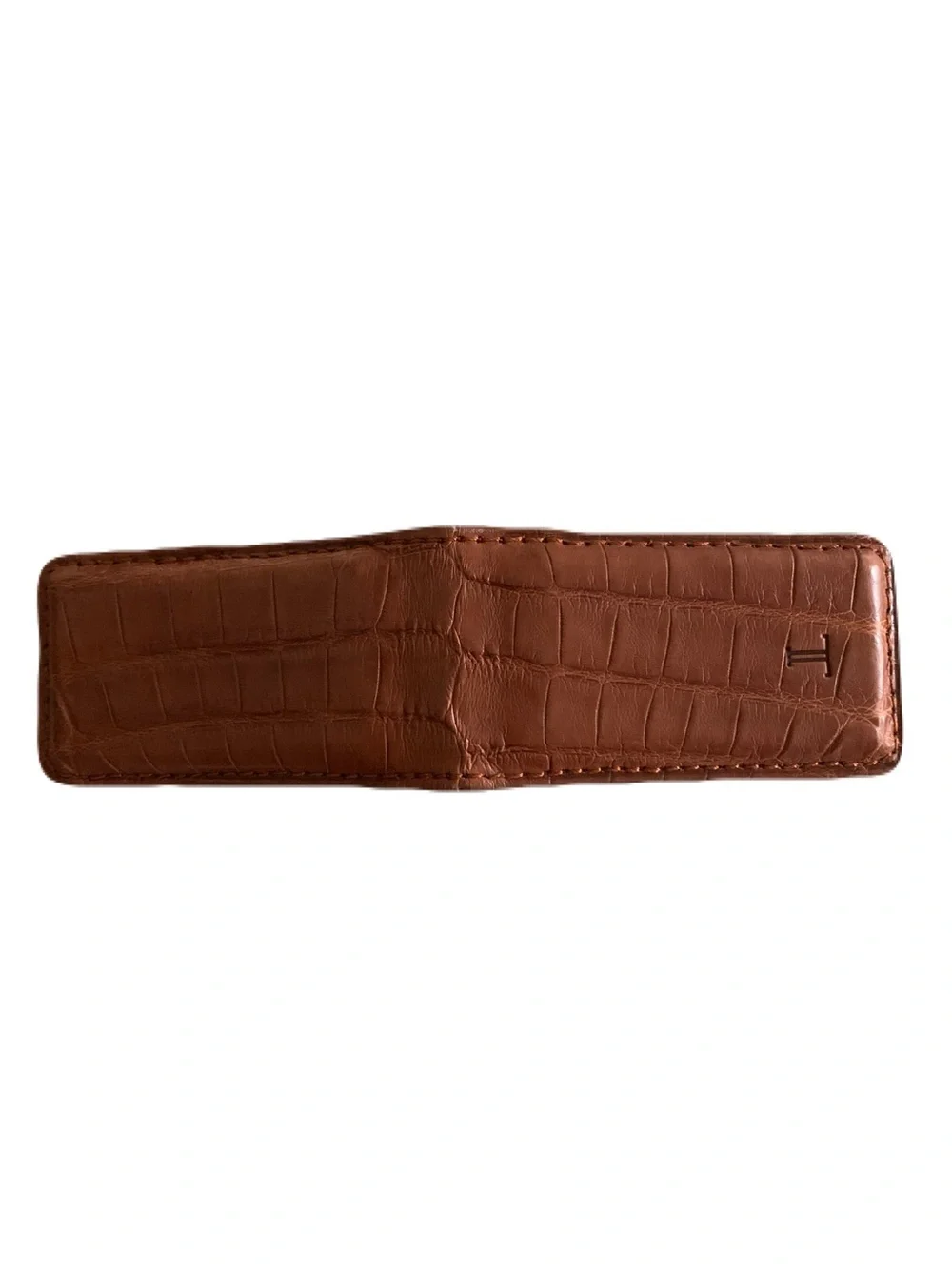 Lucchese Warm Tan Brown Genuine Crocodile Magnetic Money Clip Western Country